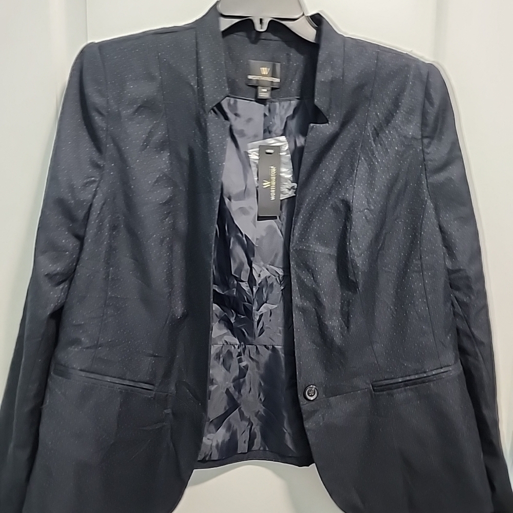 Worthington Dark Navy Open-Front Blazer with Subtle Texture
